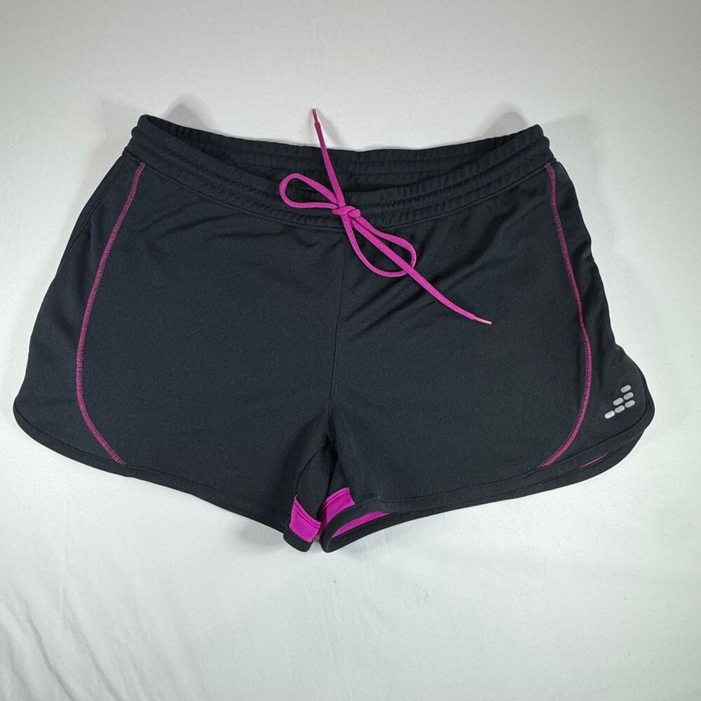 BCG Womens Black Running Shorts Pink Piping Drawstring Athletic Gym Size M